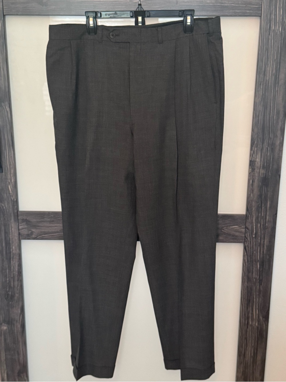 Men's Dress Pants — Charcoal Pleated Trousers